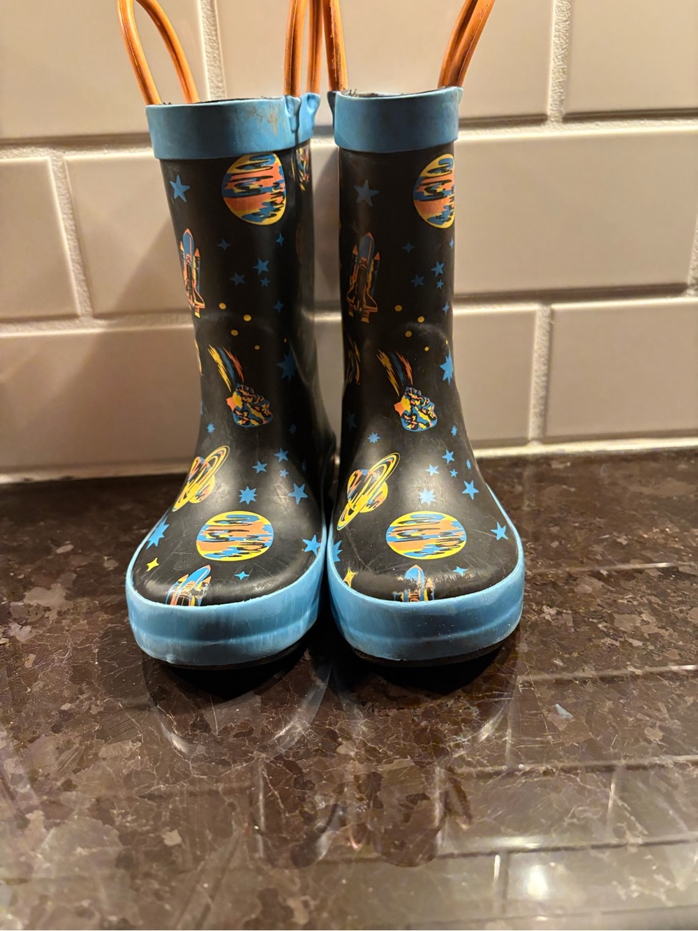 Kids Space Galaxy Rain Boots - Blue size 8